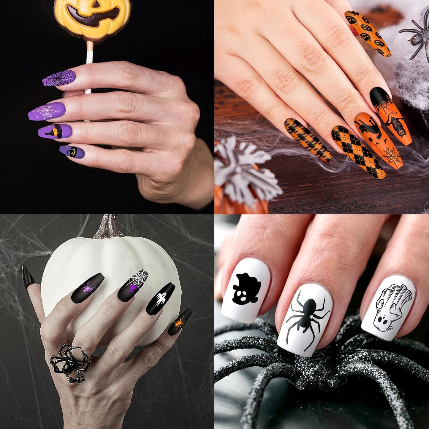 Whaline 10Pcs Halloween Nail Art Stamping Plate Kit Spooky Pumpkin Ghost Skull Plaid Design Nail Art Plate for Holiday DIY Print Manicure Salon-Velvo Beauty