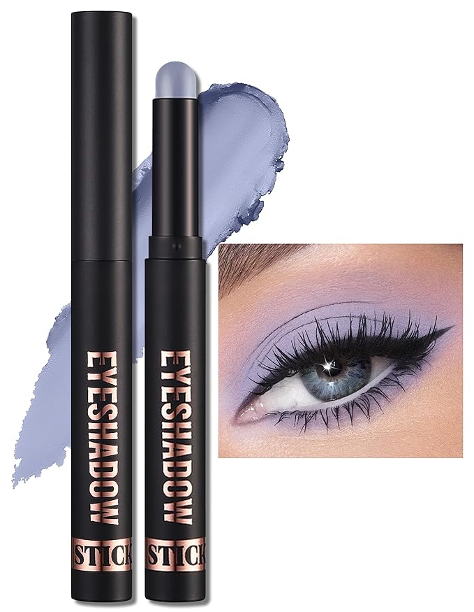Erinde Waterproof Cream Eyeshadow Stick, Matte Nude Eye Shadow Sticks, Longwear Blendable High Pigmented, Neutral Eye Shadow Sticks Matte for Older Eyes, Smokey Eyeshadow Pencil Crayon, 20 Periwinkle-Velvo Beauty