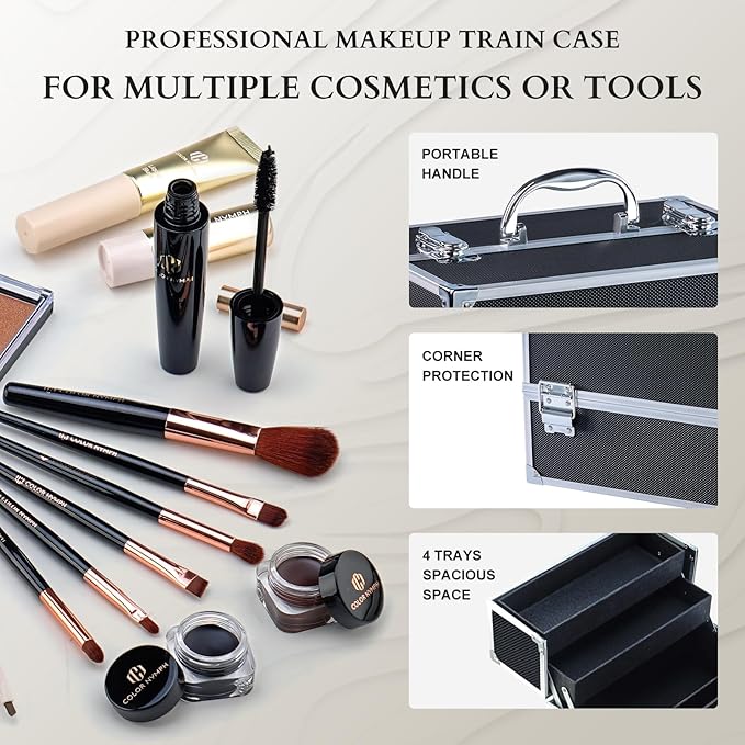 Color Nymph Makeup Sets for Teens Girls Women, Professional Makeup Kits All In One Makeup Set Storage Train Case, Beginner Full Cosmetics Kit with Eyeshadow Blush Lipstick Lipgloss Mascara etc Black-Velvo Beauty