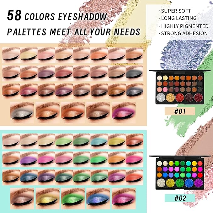 Makeup Set Makeup Set for Women Girls Teens Full Kit, Makeup Present Set for Beginners and Professionals Include Eyeshadow Palettes, Foundation, CC Cream, Liquid Lipsticks Set-Velvo Beauty