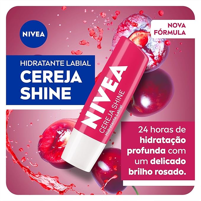 NIVEA Cherry Shine Lip Moisturizer Deep Hydration 4, 8g, Nivea, Cherry-Velvo Beauty