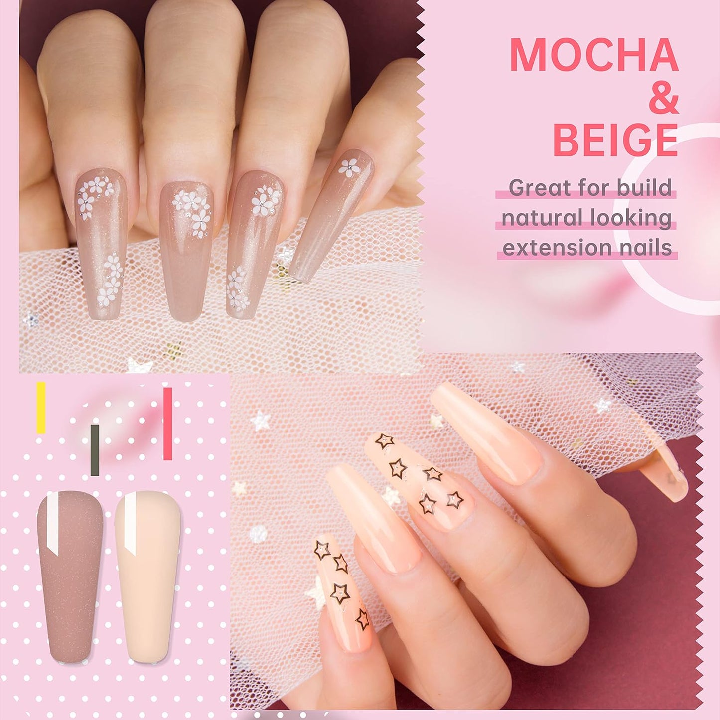 Salon-Grade Builder Gel (Beige + Mocha) - Hypoallergenic Strong Base Coat | Long-Lasting Adhesion (30+ Days) for Professional Nails Gift for Women-Velvo Beauty