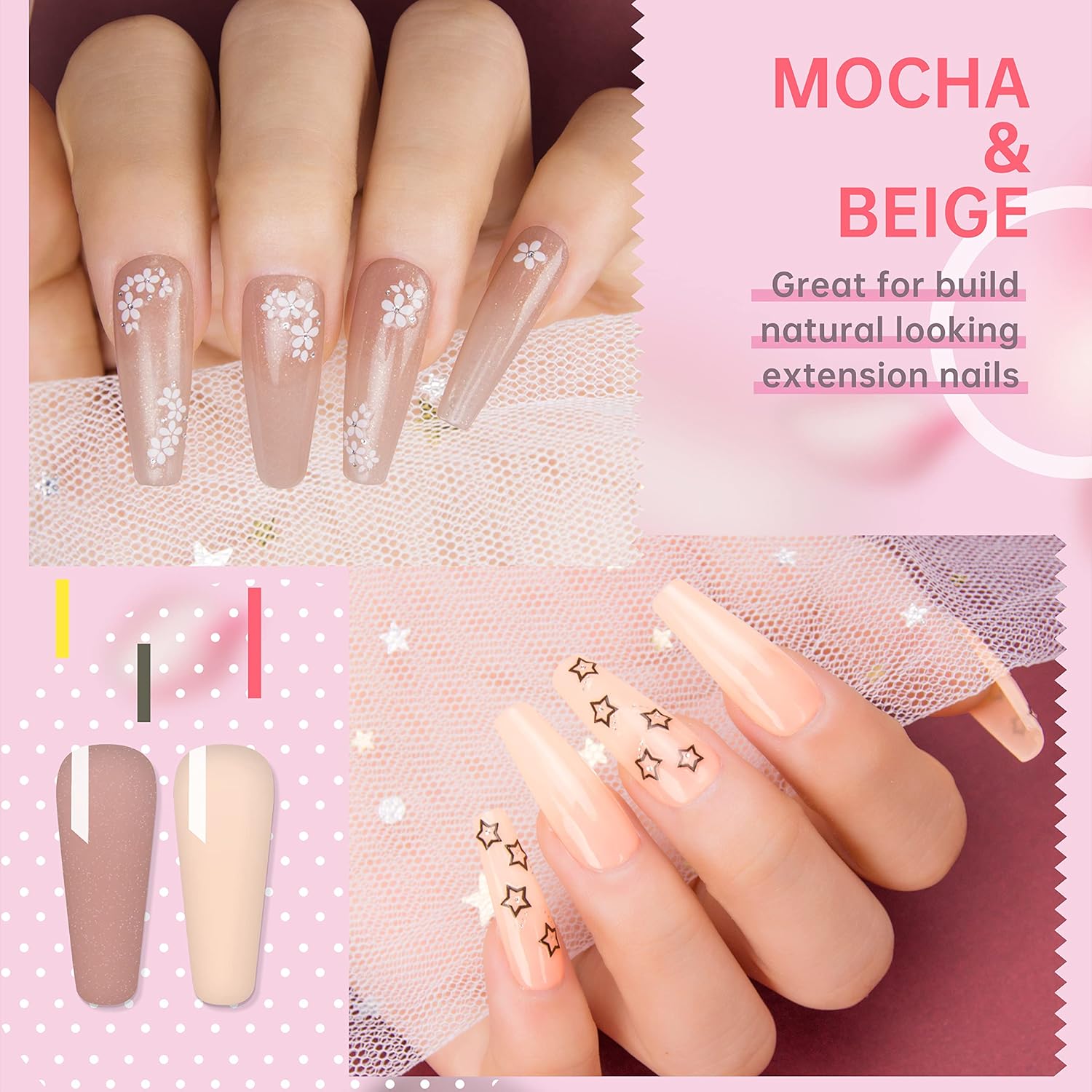 Salon-Grade Builder Gel (Beige + Mocha) - Hypoallergenic Strong Base Coat | Long-Lasting Adhesion (30+ Days) for Professional Nails Gift for Women-Velvo Beauty