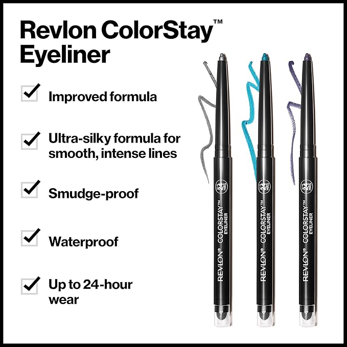 Revlon ColorStay Pencil Waterproof Eyeliner, Smudge-Proof, Eye Makeup with Built-In Sharpener, Packaging May Vary, 210 Teal, 0.01 oz-Velvo Beauty