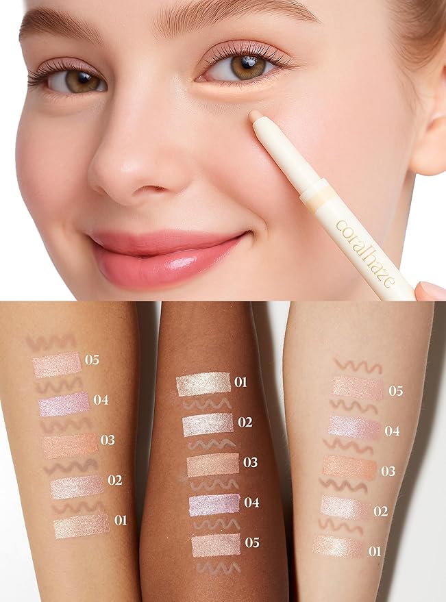 CORALHAZE Idol AEGYO-SAL Maker 01 Champagne Beige, 2-in-1 Under-Eye Highlighter and Contour Liner for Bright, Voluminous Eyes, Long-Lasting, Smudge-Proof Shimmer Stick with Natural Glow, Korean Beauty-Velvo Beauty