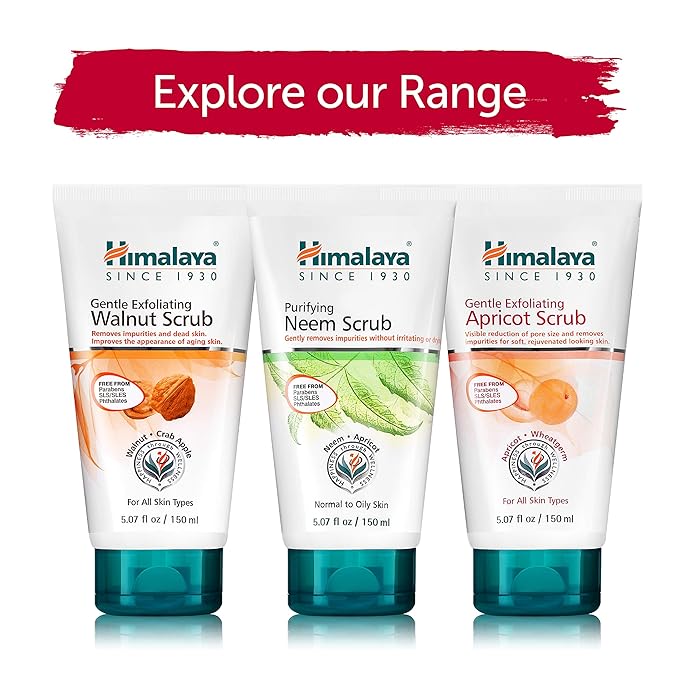 Himalaya Gentle Exfoliating Apricot Scrub with Vitamin E, Exfoliates Dead Skin Cells, For All Skin Types, Free from Parabens, SLS and Phthalates, 150 ml (5.07 oz)-Velvo Beauty