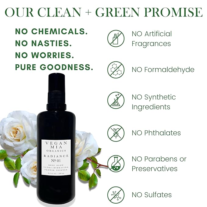 Organics - Radiance, Ultra-Hydrating Rose Water Spray for Face and Neck, Face Mist with Organic Rose Flower Essence, Facial Mist for All Skin Types, Hydrates Dry and Dull Skin, 3.4 fl oz-Velvo Beauty