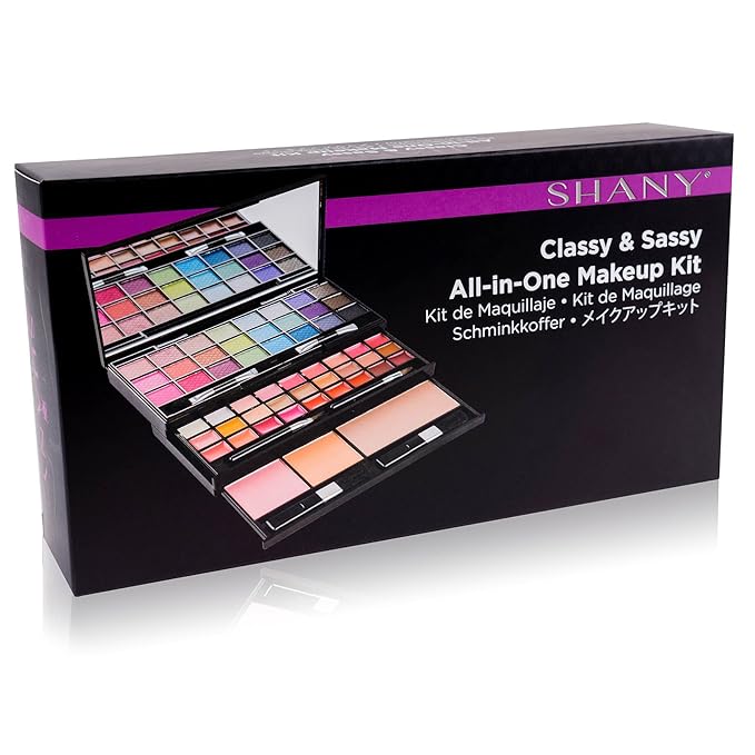 SHANY Classy & Sassy All-in-One Makeup Kit Makeup Set with Cosmetics Mirror, Makeup Applicators, 24 Eye Shadows Colors, 18 Lipstick Lip Glosses, 2 Blushes, and 1 Bronzer - Premium Giftable Packaging-Velvo Beauty