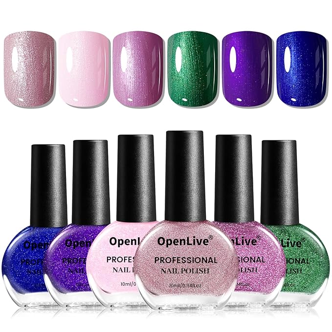 10ml 6 Colors Nail Polish Set Dark Green Pink Glitter Deep Blue Series Nail Polish Gifts for Women-Velvo Beauty