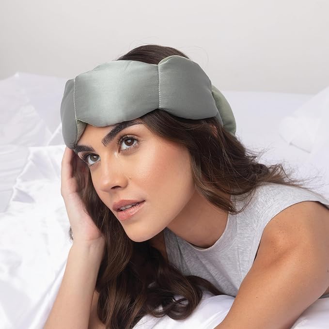 Nodpod Gentle Pressure Silk Sleep Mask | Patented Light Blocking Design for Sleeping, Travel & Relaxation | Bead Filled, Machine Washable (Willow)-Velvo Beauty