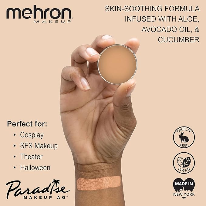 Mehron Makeup Paradise Makeup AQ Refill Size | Stage & Screen, Face & Body Painting, Beauty, Cosplay, and Halloween | Water Activated Face Paint, Body Paint, Cosplay Makeup .25 oz (7 ml) (Felou)-Velvo Beauty