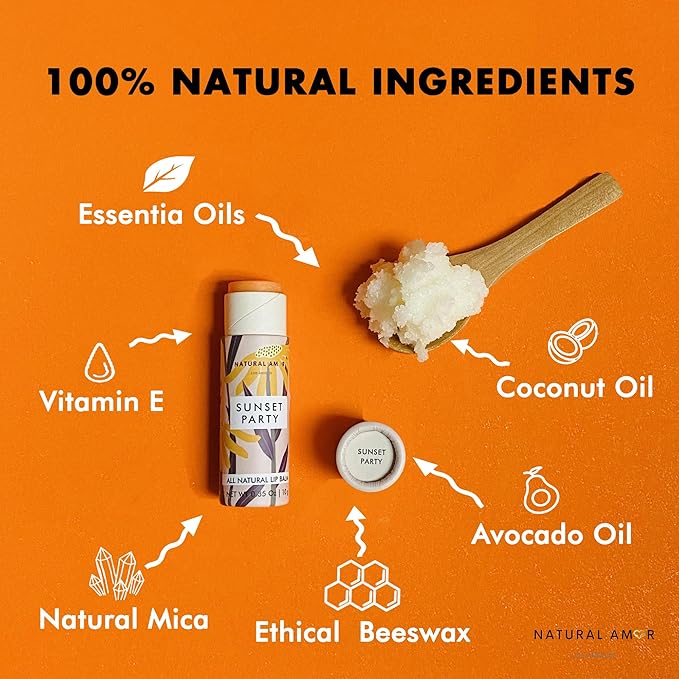 Natural Amor All Natural Lip Balm - 0.3oz Paper Tube - Handcrafted with Beeswax, Vitamin E, Essential Oil and Coconut Oil - Cruelty-Free, Citrus Scent-Velvo Beauty
