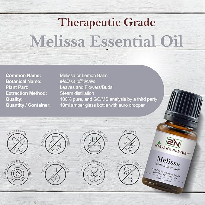 Melissa Essential Oil 100% Pure Premium Therapeutic Grade, Undiluted - Aromatherapy Diffuser for Calm and Relaxation, Skin Care, Hair Care-Velvo Beauty