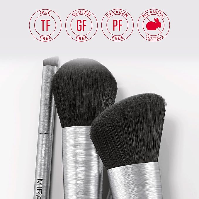 Mirabella Brushed Aluminum Professional Makeup Brush - Foundation Brush-Velvo Beauty