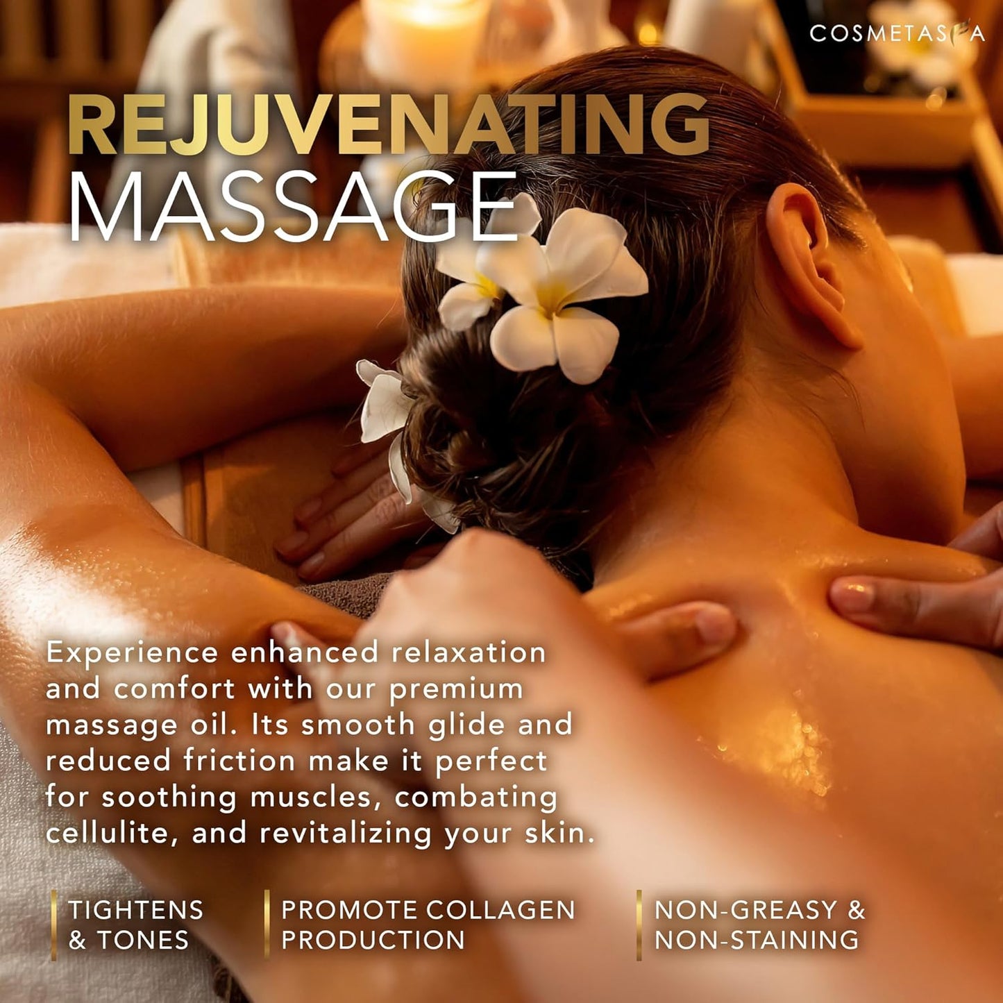 Large Cellulite Massage Oil with Collagen & Stem Cells- 100% Natural Cellulite Oil, Highly Absorbable, Deeply Penetrates The Skin- Firms, Tones, Tightens & Moisturizes Skin by Cosmetasa (16.9 oz)-Velvo Beauty