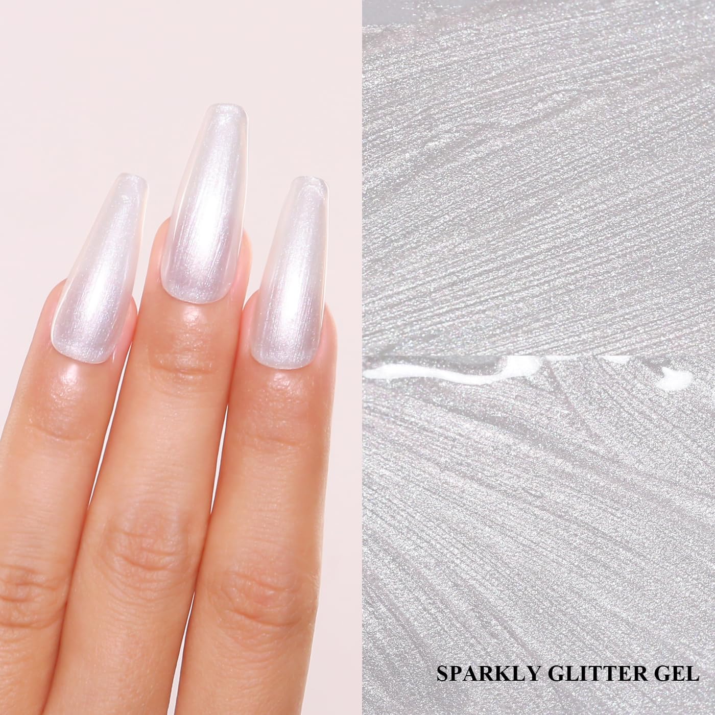 Imtiti Pearl Gel Nail Polish, White Pearl Iridescent Glitter Gel Polish Diamond Shimmer Sparkle Soak Off UV LED Nail Gel Polish Autumn Winter Gel Polish Manicure Gel Nail Kit 10ML-Velvo Beauty