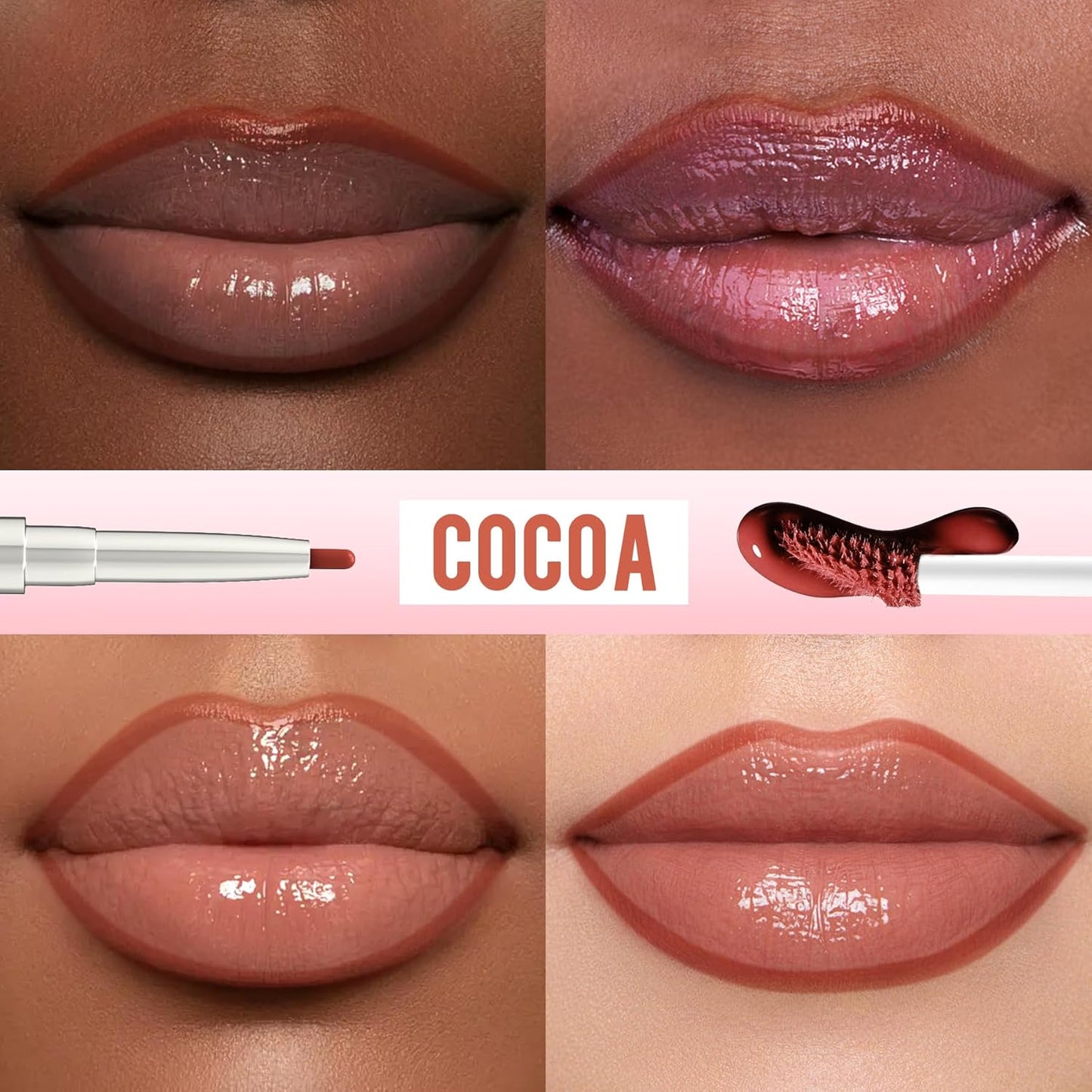 iMethod Lip Liner Stain - Lip Stain, 2-In-1 Dual-Ended Peel Off Lip Stain with Tweezer, Natural Long Lasting Peel Off Lip Liner, Easy to Use for All Skin Types, Stay All Day, Cocoa-Velvo Beauty