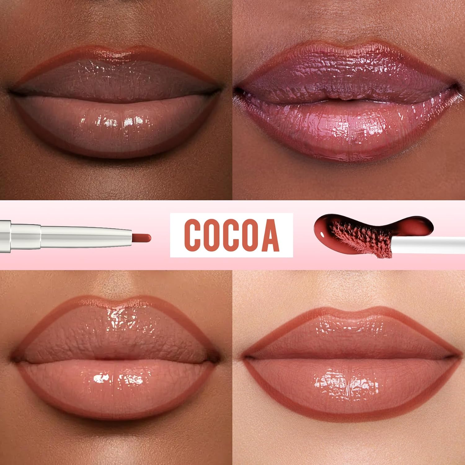 iMethod Lip Liner Stain - Lip Stain, 2-In-1 Dual-Ended Peel Off Lip Stain with Tweezer, Natural Long Lasting Peel Off Lip Liner, Easy to Use for All Skin Types, Stay All Day, Cocoa-Velvo Beauty