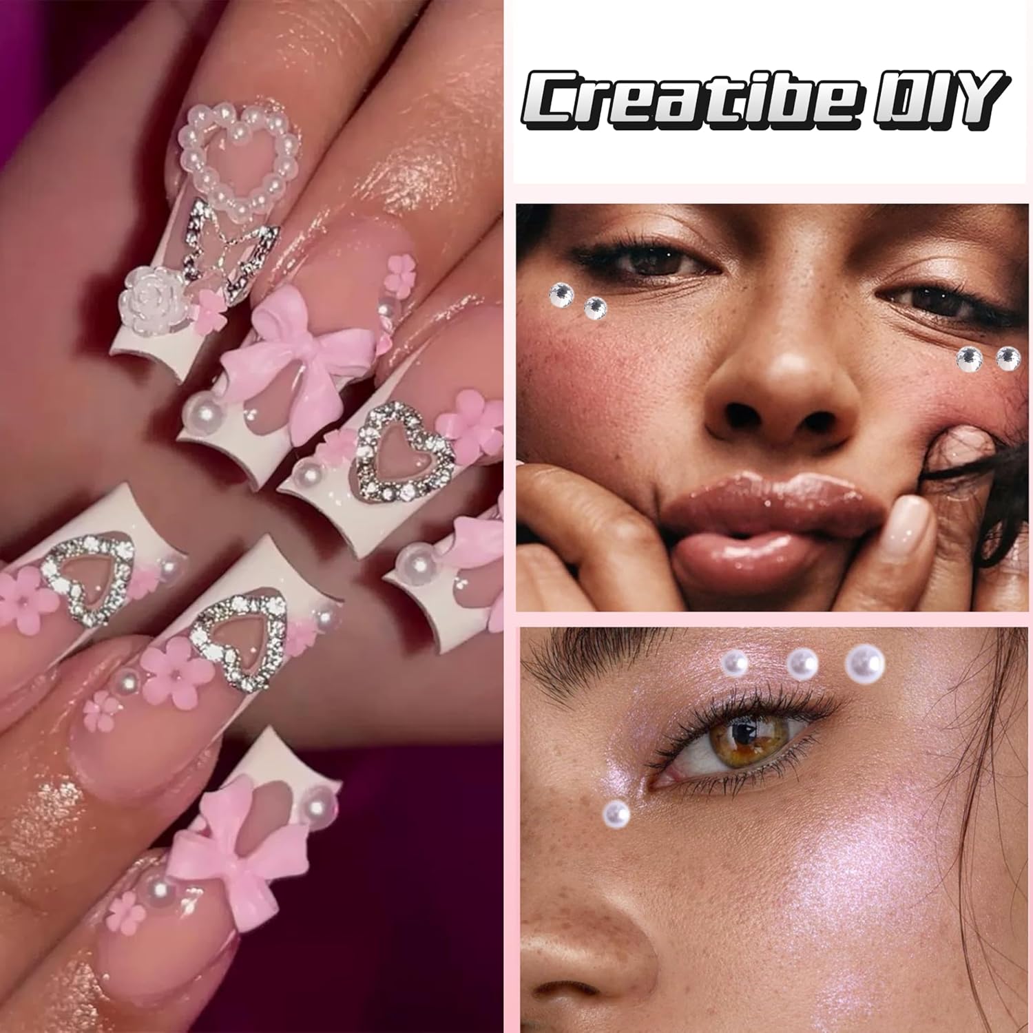 White Pearl Nail Charms and Gems, 3D Colorful Flower Kawaii Metal Bow Charms for Nail Art Rhinestone Nail for Manicure DIY Crafts Jewelry Accessories-Velvo Beauty