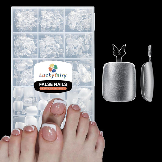 504pcs Toe Nail Press Ons: Squavol Toe Nail Tips Full Cover Fake Toenail, 15 Sizes Square Round Oval Press on Toenails for Women Big Wide Nail Extensions Home DIY Salon-Velvo Beauty