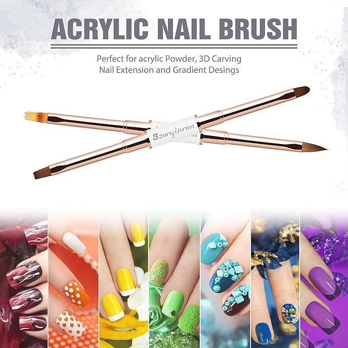 Nail Art Bushes Set, Professional 5Pcs Double-Ended Nail Brush Kit for Details, Long Lines, Ombre & 3D Design-Perfect for DIY Manicures & Salons (White)-Velvo Beauty