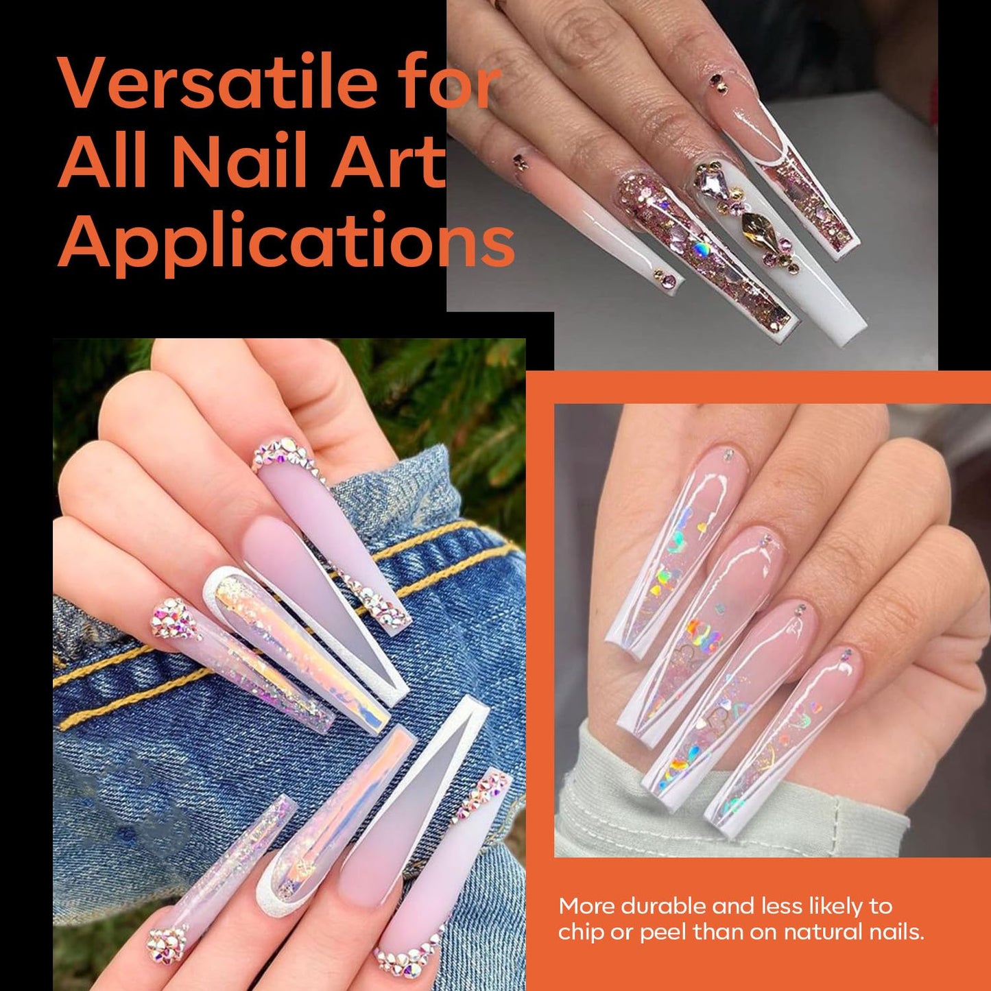 modelones XXL Long Coffin French Nail Tips, 504 PCS No C Curve Half Cover Clear Acrylic Fake Nails Tips Gel Pre-shaped 12 Sizes with Box-Velvo Beauty