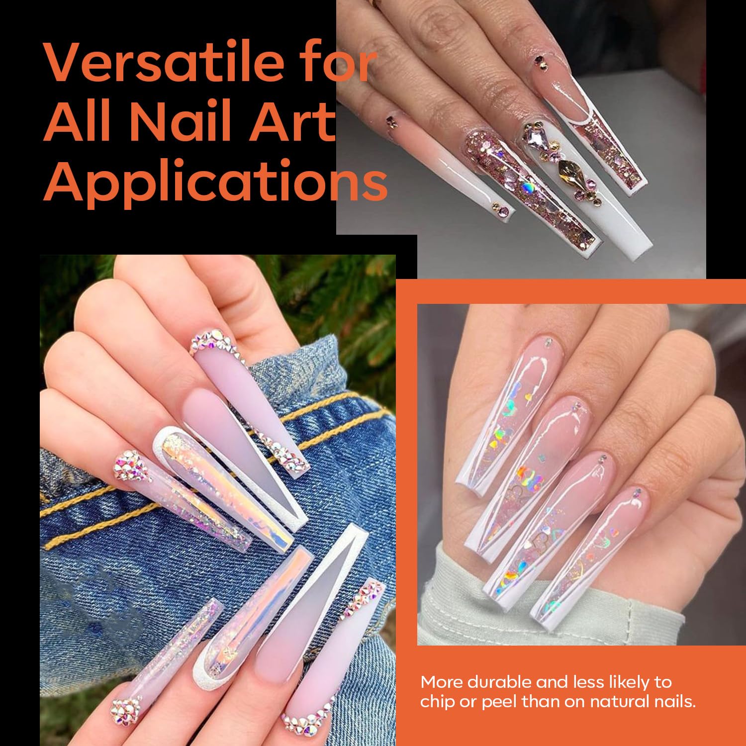 modelones XXL Long Coffin French Nail Tips, 504 PCS No C Curve Half Cover Clear Acrylic Fake Nails Tips Gel Pre-shaped 12 Sizes with Box-Velvo Beauty