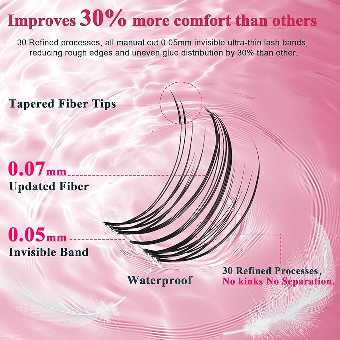 Lash Clusters Kit - Wispy Natural & Manga Spiky Lash Cluster Invisible band 8-16mm Eyelash Clusters Kit D Curl Lash Extension Kit WideSpan with Bond and Seal DIY at Home-Velvo Beauty