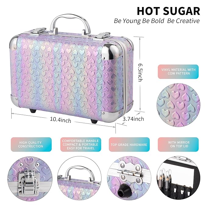 Hot Sugar All In One Makeup Set for Teenager Girls 10-12 Full Makeup Kit for Beginners Includes Eye Shadow Palette Blush Lip Gloss Lipstick Eye Pencil Brush Mirror (Purple Heart)-Velvo Beauty