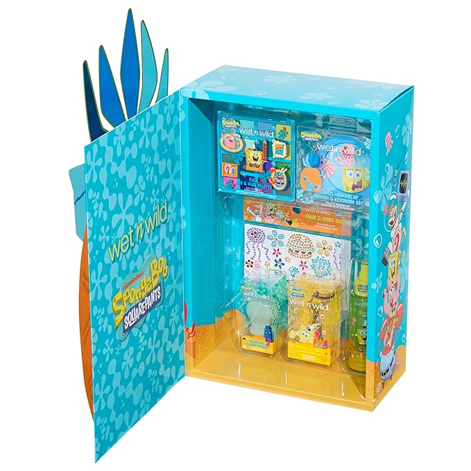 wet n wild SpongeBob SquarePants PR Box - Pineapple House 2-Layer Collector’s Set with Makeup & Tools for Unique F.U.N Looks, Cruelty-Free-Velvo Beauty