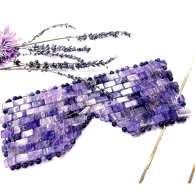 100% Authentic Amethyst Mother's day Gift Set Amethyst Eye Mask Amethyst Jade Roller & Gua Sha Set Facial Mask Instant Puffiness promote relaxation and relief stress.-Velvo Beauty