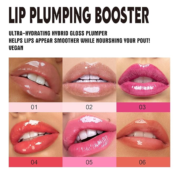 Lip Gloss Plumper Glossy Lip Lipstick, Lifter Gloss, Hydrating, Volumizes, High-Shine, Lip Plumping Lip Glass Mirror Lip Glaze Lip Makeup, Plump And Pout Lip Plumper for Women Girls-Velvo Beauty