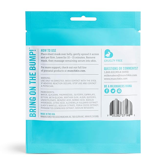 Munchkin® Milkmakers® Belly Mask for Pregnancy Skin Care & Stretch Marks, 3 Sheet Masks-Velvo Beauty