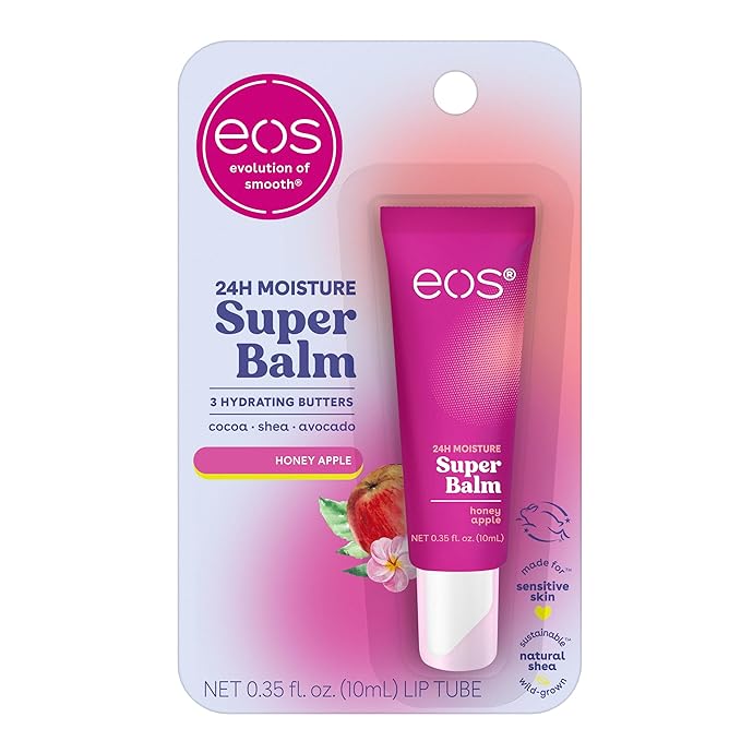 eos 24H Moisture Super Balm- Honey Apple, Lip Mask, Day or Night Lip Treatment, Made for Sensitive Skin, 0.35 fl oz-Velvo Beauty