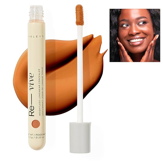HALEYS Weightless Longwear Concealer (Dark - Neutral), Re-vive, Medium to Full Coverage, Gripping Concealer, Fast-setting, All-Day Wear, Spot Concealing, Brightens, Streak-free, Light-diffusing, V+CF-Velvo Beauty