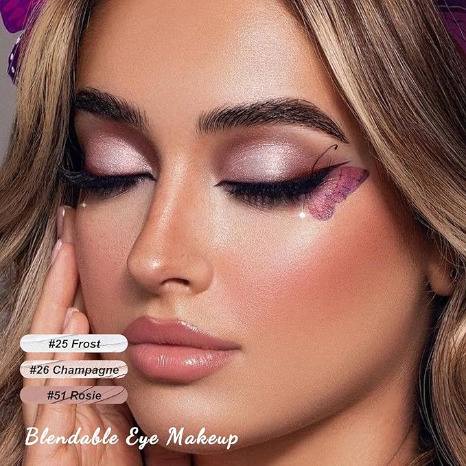 FOCALLURE 3PCS Cream Eyeshadow Stick Sets,Matte and Shimmer Eye Brightener, High Pigmented Crease-proof Pencil,Long Lasting Eye Shadow Highlighter Makeup,Starlight Pink-Velvo Beauty