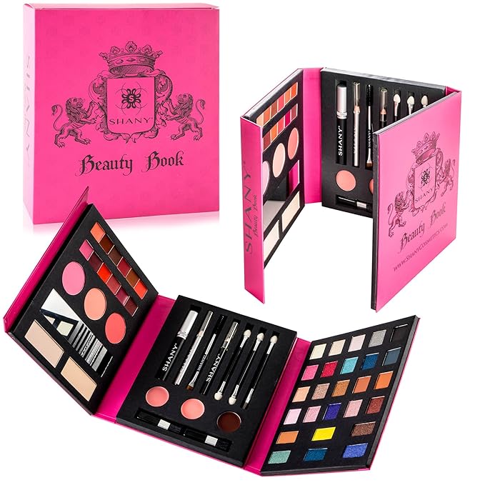 SHANY Beauty Book Makeup Kit All in one Travel Makeup Set - 35 Colors Eyeshadow, Eye brow, makeup blushes, powder palette,10 Lip Colors, Eyeliner pens & makeup Mirror - Holiday Makeup Gift Set-Velvo Beauty