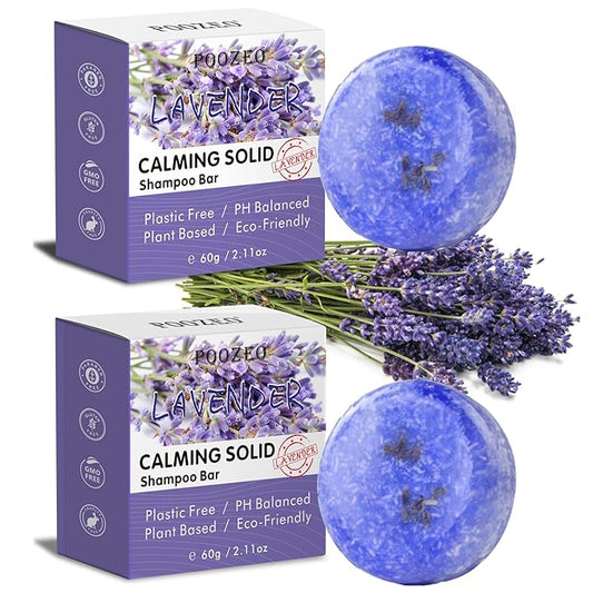 2 Pack Lavender Shampoo Bar,Solid Hair Bar And Conditioner Effect Hair Soap,Organic Shampoo Bars For Hair With All Natural Plant Based Essential Oils,Stocking Stuffers,Gifts for Women-Velvo Beauty
