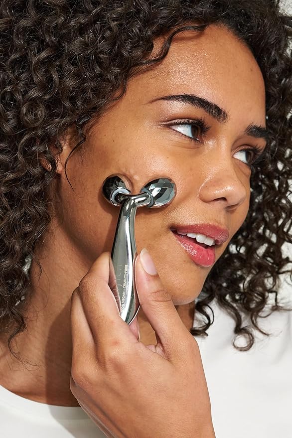 Pacifica Future Youth Stainless Steel Face Roller – Cooling Dual Gua Sha Facial Massager for Sculpting, Contouring & De-Puffing – Anti-Aging Skin Care Tool for Wrinkles & Fine Lines Lymphatic Drainage-Velvo Beauty