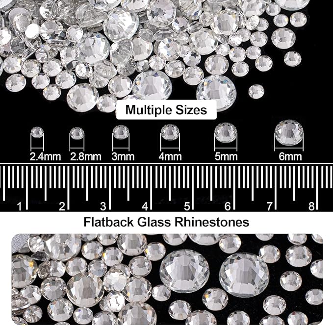 Flat Back Rhinestone Kits Colorful Rhinestones+Transparent White Gems With Picker Pencil And Tweezer For Home DIY And Professional Nail Art-Velvo Beauty