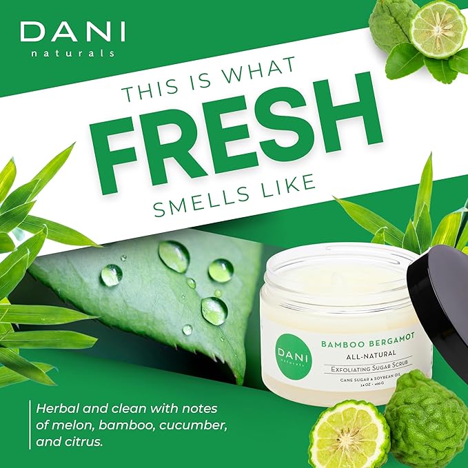 Naturals Sugar Scrub - Exfoliating Bamboo Bergamot – Organic cane sugar and shea butter gently exfoliate and nourish skin, leaving it smooth, refreshed, and hydrated – 14 oz-Velvo Beauty