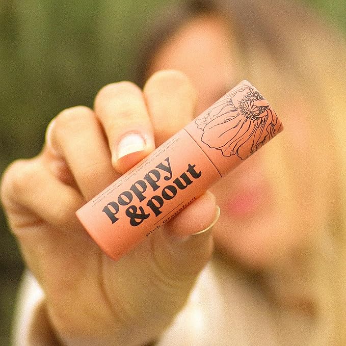 Poppy & Pout Pink Grapefruit Jumbo Lip Balm | All Natural Lip Balms & Moisturizers | Hydrates with Beeswax, Vitamin E, Organic Coconut Oil | Cruelty-Free | Lip Balm in Recyclable Cardboard Tube-Velvo Beauty