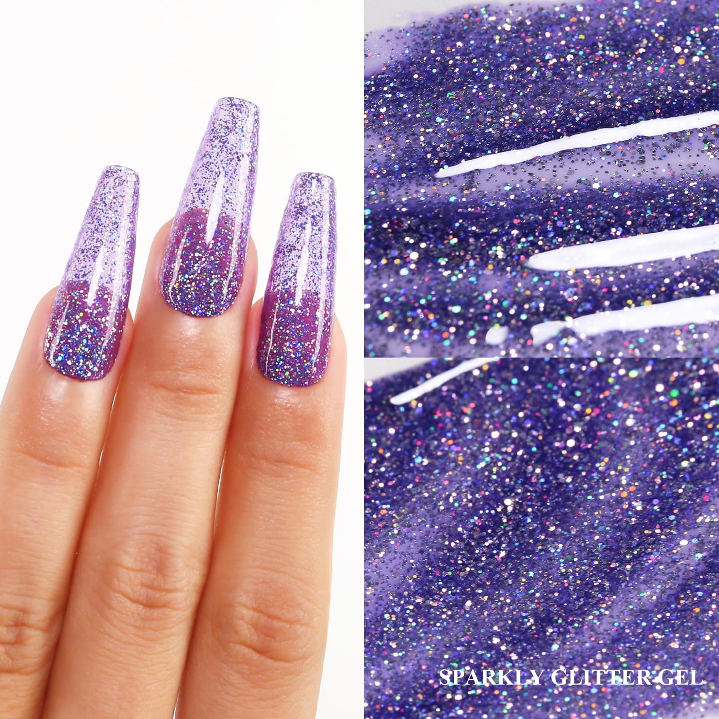 Imtiti Glitter Gel Nail Polish, Clear Purple Iridescent Glitter Gel Polish Diamond Shimmer Sparkle Soak Off UV LED Nail Gel Polish Autumn Winter Gel Polish Manicure Gel Nail Kit 10ML-Velvo Beauty