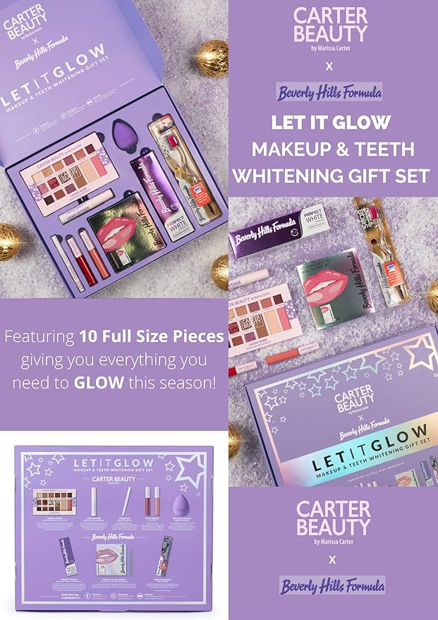 Carter Beauty Let It Glow Make Up and Teeth Whitening Set for Women 10 Pc-Velvo Beauty