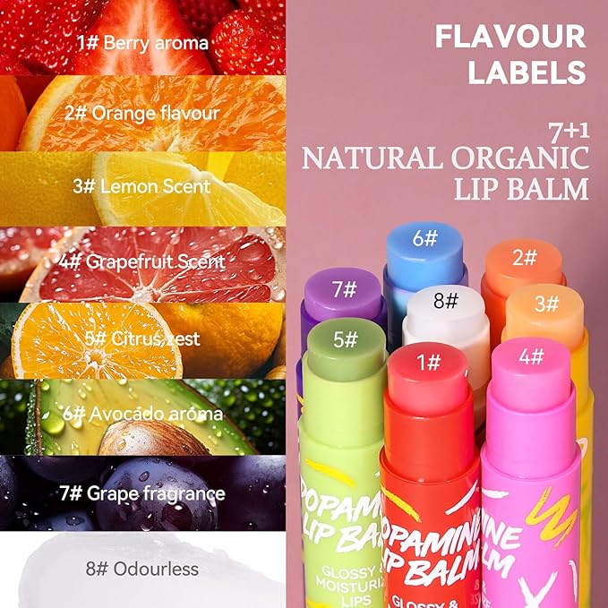 Tinted Lip Balm, Lip Moisturizer For Very Dry Lips, Lip Balm Hydrating, 8pcs Color Lip Balm Set Nourishing Cracked Lips, Lip Tint Lip Care Products Birthday Gifts Set For Teens-Velvo Beauty