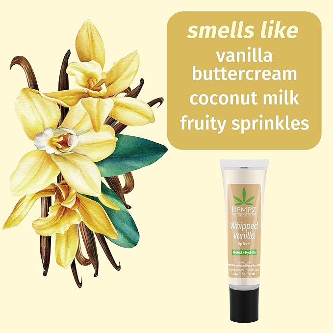 Hempz NEW Vanilla Lip Butter Balm, Soothing and Hydrating Lip Care for Men or Women, .44oz-Velvo Beauty