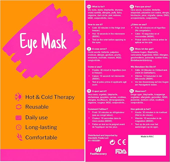 Cooling Gel Eye Mask for Puffy Eyes (8x4 in) - Reusable Cold Compress Pack for Dry Eyes, Tired Eyes, Headaches, Dark Circles - Flexible Golden Gel Beads Hot & Cold Therapy-Velvo Beauty