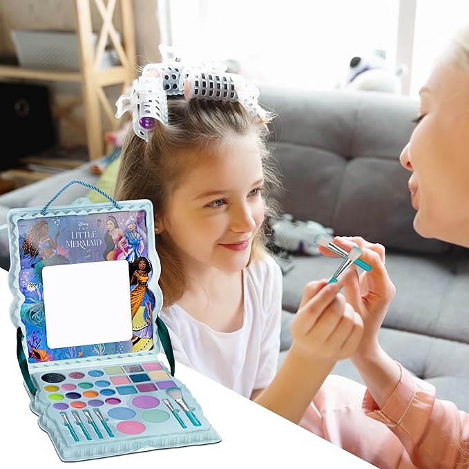 Disney’s The Little Mermaid Eye Lip and Face Beauty Soft Case Makeup Pallete for Girls Ages 3+ Perfect for Parties, Sleepovers & Makeovers-Velvo Beauty