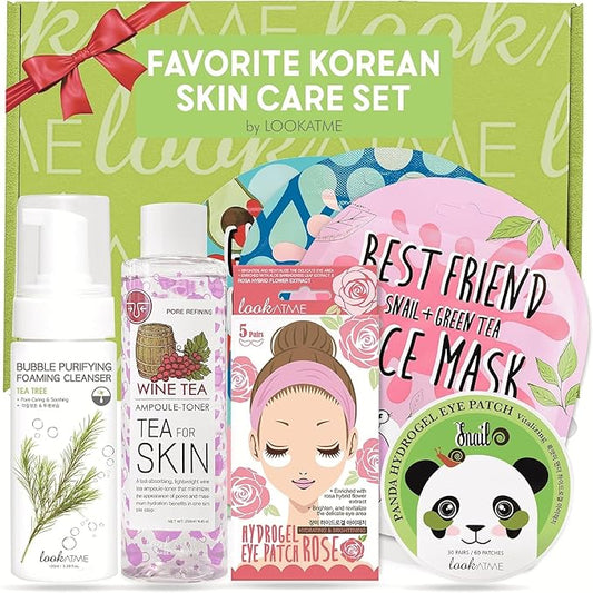 Korean Skin Care Set - Simplified Kbeauty Skincare Kits - Asian Skincare Facial Kit & Sets with Water Based Cleanser, Essence Toner, Under Eye Patches, Face Mask Sheets, Self Care Gifts For Women-Velvo Beauty