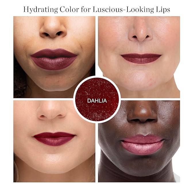 Ogee Tinted Sculpted Lip Oil - Lip Stain Made with 100% Organic Coconut Oil, Jojoba Oil, and Vitamin E - Best as Lip Balm, Lip Color or Lip Treatment - DAHLIA-Velvo Beauty